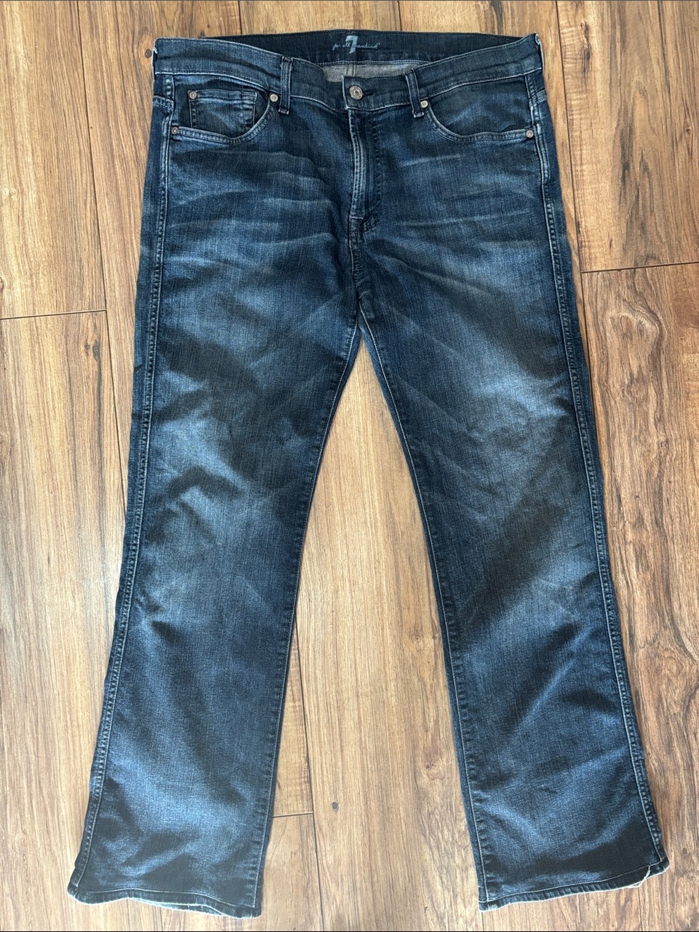7 For All Mankind Men's Dark Blue Washed Boot cut Jeans vintage